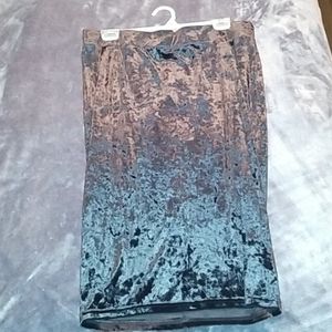 Black Velvet Pencil Fold Over Skirt